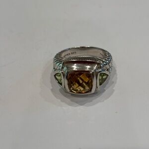Judith Ripka Sterling, Citrine & peridot. Cushion-cut, triangle accents. SZ 7.5